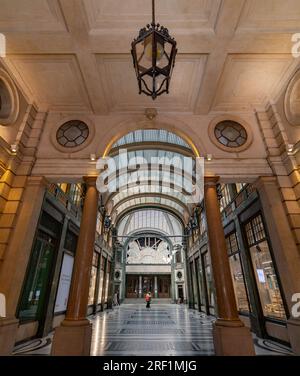 Turin, Italy - March 28, 2022: Galleria San Federico is a commercial building in the historic center of Turin. Built in the 1930s, it houses numerous Stock Photo