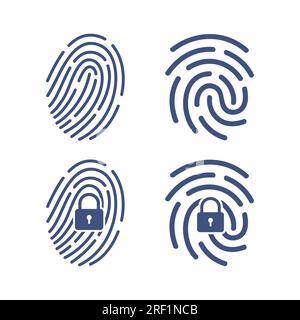 Fingerprint loop icon with lock sign. Concept of personal data protection. App security. Flat vector illustration Stock Vector