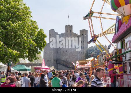 Rochester castle at the Rochester Sweeps festival Stock Photo