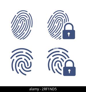 Fingerprint loop icon with lock sign. Concept of personal data protection. App security. Flat vector illustration Stock Vector