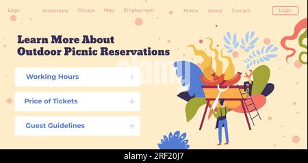Learn more about outdoor picnic reservations web Stock Vector