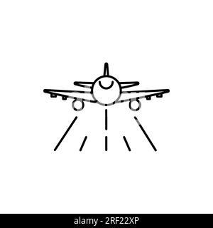 Airport line icon. Plane is landing or flight. Vector line icon. Summer travel or transport Stock Vector