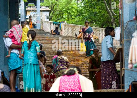 Steps leading up to Murugan Temple in Thiruttani Tiruttani Tirutani, Tamil Nadu, South India, India, Asia Stock Photo