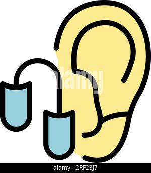 Silicone earplugs icon outline vector. Noise auditory. Plug protection color flat Stock Vector
