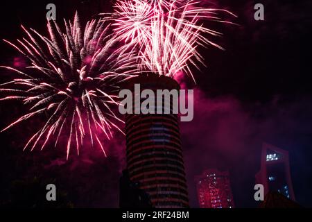 Fireworks Cocacola Merry Christmas Truck Launch Event At KICC Stock Photo
