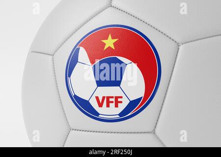 LONDON, UK - July 2023: Close up of Philippines national football team logo on a soccer ball. 3D Rendering Stock Photo