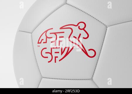 LONDON, UK - July 2023: Brazil national football team logo badge on a  soccer ball. 3D Rendering Stock Photo - Alamy