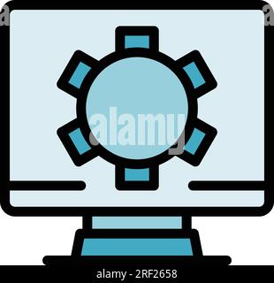 Pc software icon outline vector. Code design. Site tool color flat Stock Vector