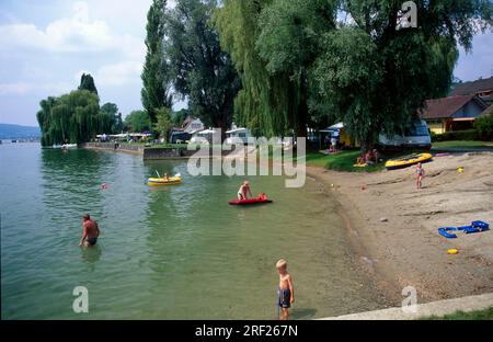 Beach and camping site, Wangen, Lake Constance peninsula Hoeri,  Baden-Wuerttemberg, Germany Stock Photo - Alamy