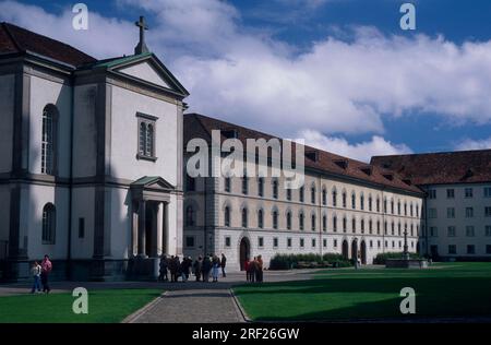 Monastery courtyard of the collegiate church of St. Gallus and Otmar, St., St. Gallen, Lake Constance, Switzerland Stock Photo