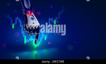 AI helps trader to analyze data on the securities trading stock exchange market. AI chatbot trade on forex. Robot for automation trade on fund stock m Stock Vector