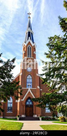 Our Lady Lourdes Catholic Church in Chester, Iowa, United States. Stock Photo