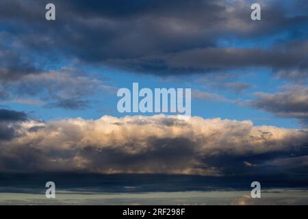 Clouds in the sky, sunset cloudscape natural background. Stock Photo