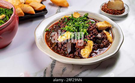 Brazilian Feijoada Food. Top view. Stock Photo