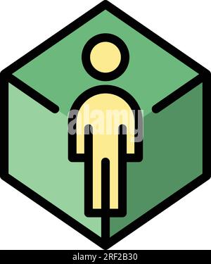 Vr reality icon outline vector. Video degree. Camera angle color flat Stock Vector