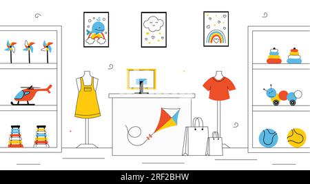 Shop for kids line vector concept Stock Vector