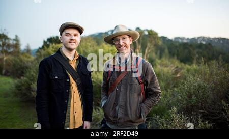 Portrait of two men outdoors Stock Photo