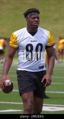 Latrobe, PA, USA. 30th July, 2023. George Pickens #14 during the Pittsburgh  Steelers training camp in Latrobe, PA. Jason Pohuski/CSM/Alamy Live News  Stock Photo - Alamy