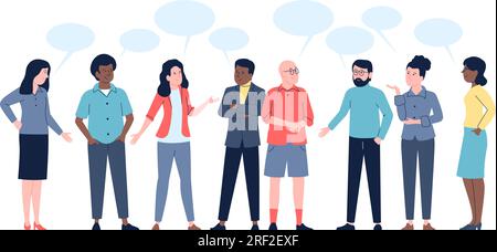Chatting persons, international culture person talking. People have discussing, live chat and talk together. Student communicate recent vector scene Stock Vector
