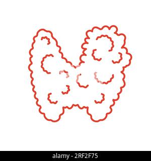 Thyroid gland with goiter body organ outline icon Stock Vector