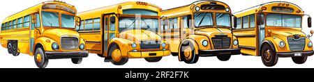 vector yellow school buses. transportation for school. education buses vector illustration on white background Stock Vector