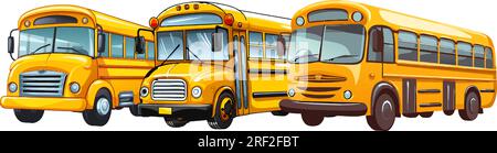 vector yellow school buses. transportation for school. education buses vector illustration on white background Stock Vector