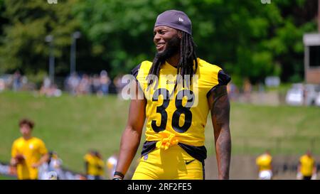 July 30th, 2023: Najee Harris #22 during the Pittsburgh Steelers training  camp in Latrobe, PA. Jason Pohuski/CSM/Sipa USA(Credit Image: © Jason  Pohuski/Cal Sport Media/Sipa USA Stock Photo - Alamy