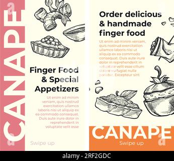 Order delicious handmade finger food, appetizers Stock Vector