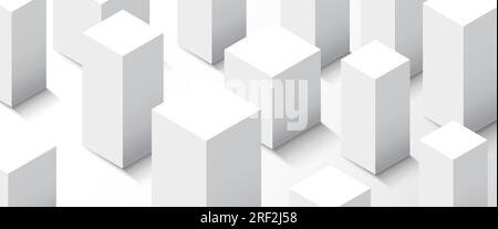 Abstract minimalistic city background. White cubes. Vector illustration Stock Vector