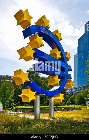 Euro-Skulptur at the Willy-Brandt-Platz, Germany, Hesse, Frankfurt am Main Stock Photo