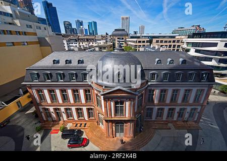 Palais Thurn und Taxis and high-rise buildings in the background, Palais Quartier, Germany, Hesse, Frankfurt am Main Stock Photo