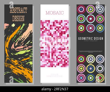A set of designs of different styles. Template for background, cover, screensaver, website and creative idea. Layout for interior design, corporate st Stock Vector