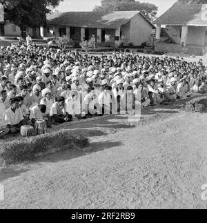old vintage 1900s black and white picture of Indian village meeting support freedom movement India 1940s Stock Photo