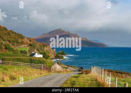 Ben Tianavaig from Gedintailor on the east coast of The isle of Skye Stock Photo