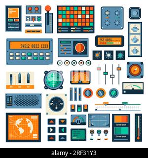 Panels and devices interface, buttons radio set Stock Vector
