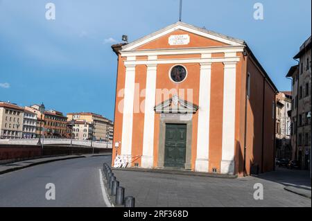 Chiesa Parrocchiale di San Paolo a Ripa d'Arno (Parish Church of San Paolo a Ripa d'Arnois) a Roman Catholic church on the banks of the Amo river in P Stock Photo