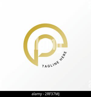 Logo design graphic concept creative abstract premium vector stock sign letter P or PC font with circle line. Related to monogram typography initial Stock Vector