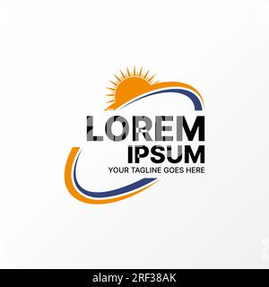 Logo design graphic concept creative abstract premium vector stock ellipse double swoosh cutting emblem with sunrise. Related to badge art icon sign Stock Vector