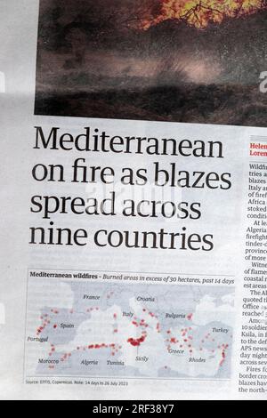 'Mediterranean on fire as blazes spread across nine countries' Stock Photo