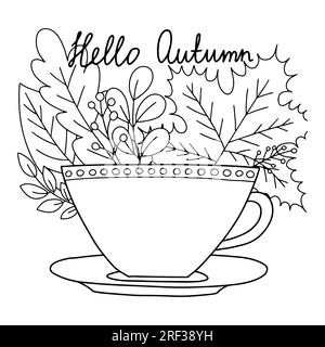 Hello autumn vector coloring page Stock Vector Image & Art - Alamy
