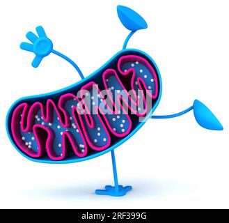 Fun 3D cartoon mitochondria character Stock Photo