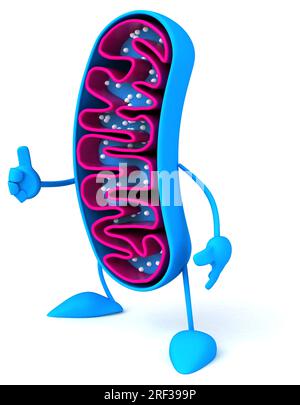 Fun 3D cartoon mitochondria character Stock Photo