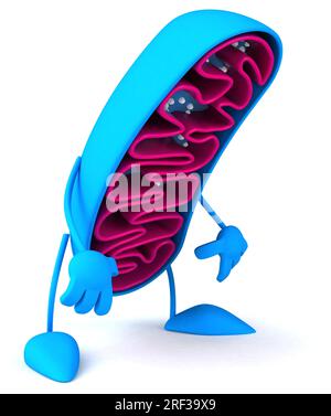 Fun 3D cartoon mitochondria character Stock Photo