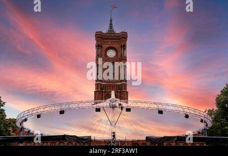 Evening Sky At Red City Hall, Berlin, Germany Stock Photo