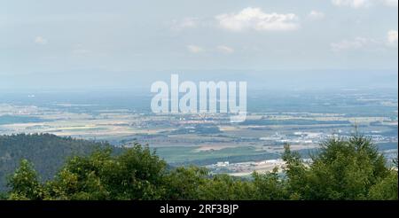 aerial view around the Haut-Koenigsbourg Castle, a historic castle located in a area named 'Alsace' in France Stock Photo