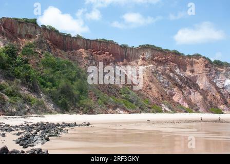 View of Tabatinga beach. Paradise beach with cliffs and clean water. Located on the coast of the municipality of Conde, in the state of Paraíba. Stock Photo