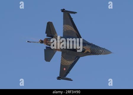 ESKISEHIR, TURKIYE - SEPTEMBER 18, 2022: Turkish Air Force General Dynamics F-16C Fighting Falcon (4R-23) display in Sivrihisar SHG Airshow Stock Photo