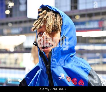 London, UK. 30th July, 2023. ExCeL, London, UK on July 30 2023. Jaden SMITH, Actor, Singer, Rapper and Fashion Designer and Son of Will SMITH on the grid prior to the final race at the HANKOOK 2023 London ABB Formula E World Championship at the ExCeL, London, UK on July 30 2023. Credit: Francis Knight/Alamy Live News Stock Photo