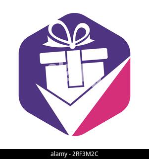 Check Gift Logo Icon Design. Check gift box logo design icon template vector. Stock Vector