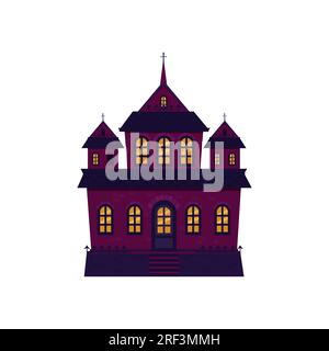 Halloween castle house isolated. Dark palace star architecture. Flat cartoon vector illustration Stock Vector